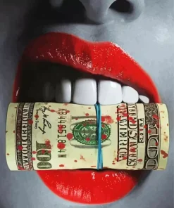 Lips Biting Money Diamond Painting