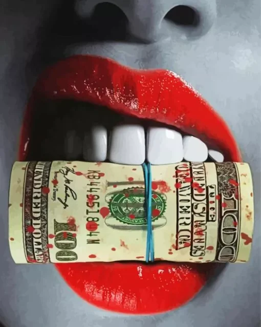 Lips Biting Money Diamond Painting