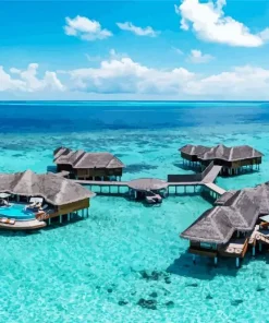 Maldive Huts Diamond Painting