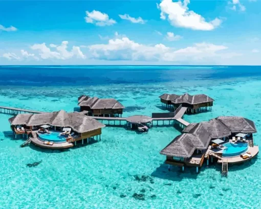 Maldive Huts Diamond Painting