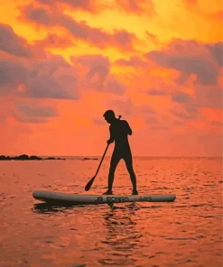 Man In Boat Silhouette Diamond Painting