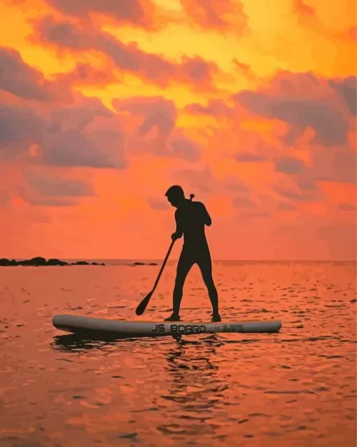 Man In Boat Silhouette Diamond Painting