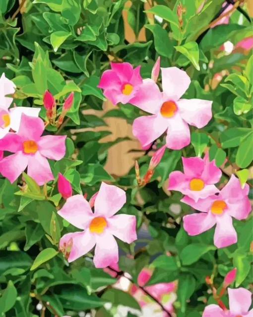 Pink Mandevilla Flowers Diamond Painting