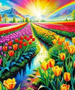 Rainbow Flower Field Diamond Painting