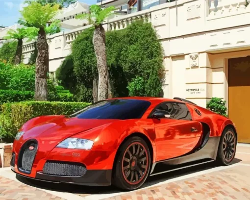 Red Bugatti Veyron Diamond Painting