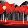 Red Forest Art Diamond Painting