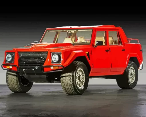 Red Lamborghini Truck Diamond Painting