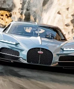 Silver Bugatti Veyron Car Diamond Painting