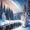Snowy Forest River Diamond Painting