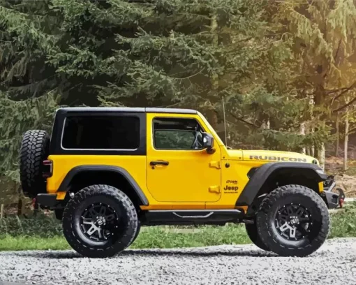 Yellow Jeep Wrangler Car Diamond Painting