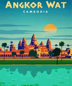 Angkor Wat Cambodia Poster Diamond Painting