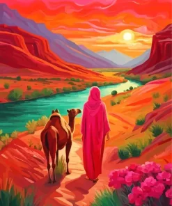Arabian Camel And Girl Diamond Painting