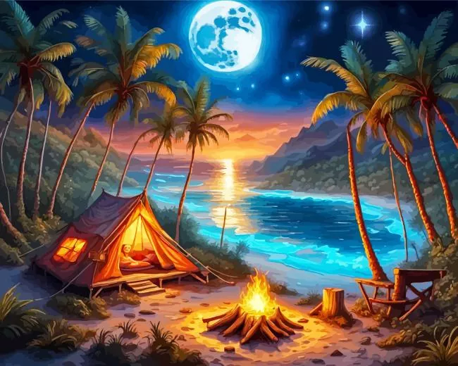 Beach Campsite Diamond Paints Beach Campsite Diamond Painting