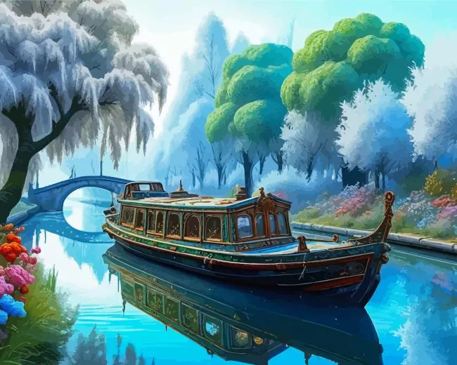 Canal Boat Diamond Paintings Canal Boat Diamond Painting