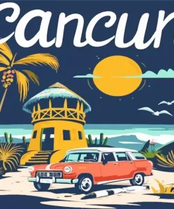 Cancun Illustration Poster Diamond Painting