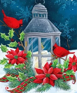 Cardinals And Lantern Diamond Painting