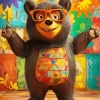 Cartoon Bear With Glasses Diamond Painting
