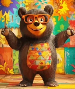 Cartoon Bear With Glasses Diamond Painting