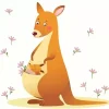 Cartoon Kangaroo in Pouch Diamond Painting