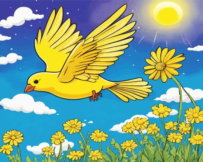 Cartoon yellow canary bird Diamond Paintings Cartoon Yellow Canary Bird Diamond Painting