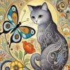 Cat And Butterfly Art Diamond Painting