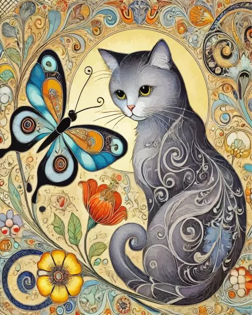 Cat and butterfly art Diamond Paintings Cat And Butterfly Art Diamond Painting