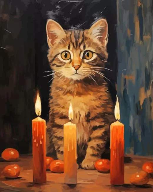 Cat and candles Diamond Paintings Cat And Candles Diamond Painting