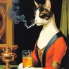 Cat Smoking Cigarette Art Diamond Painting