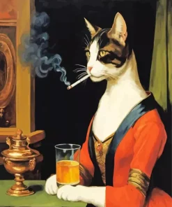 Cat Smoking Cigarette Art Diamond Painting