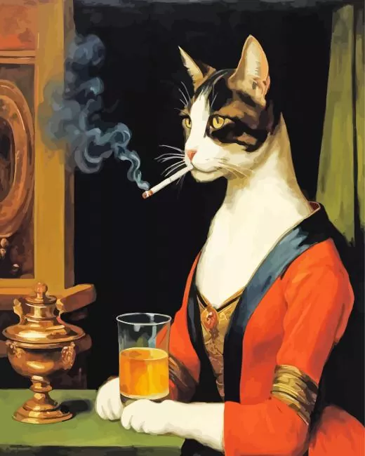 Cat smoking cigarette Diamond Dotz Cat Smoking Cigarette Art Diamond Painting