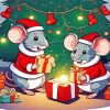 Christmas Cartoon Mice Diamond Painting