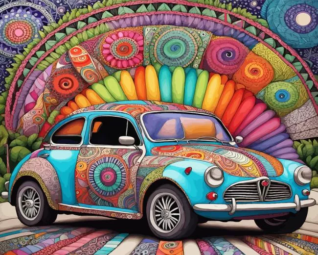 Colorful Hippie Car Diamond Paintings Colorful Hippie Car Diamond Painting