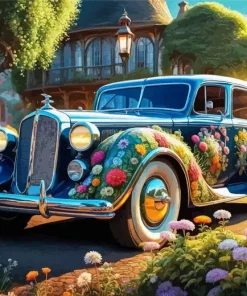 Floral Old Car Diamond Painting