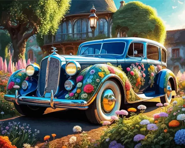 Floral Old Car Diamond Dotz Floral Old Car Diamond Painting