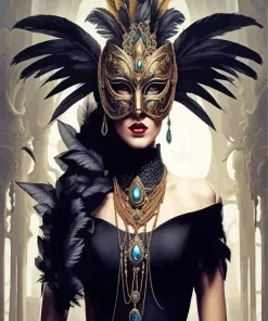 Lady In Carnival Mask Diamond Painting