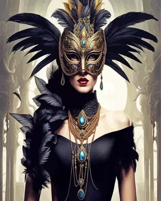 Lady in carnival mask Diamond by Numbers Lady In Carnival Mask Diamond Painting