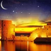 Lebanon Sidon Sea Castle At Night Diamond Painting