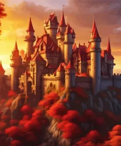 Medieval Castle At Sunrise Diamond Painting