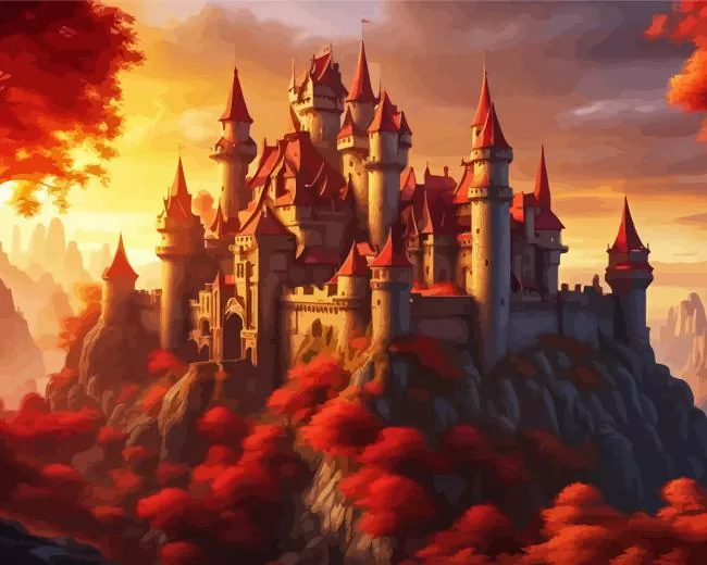 Medieval Castle At Sunrise Diamond Paintings Medieval Castle At Sunrise Diamond Painting