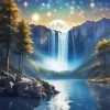 Moonlight Waterfall Diamond Painting