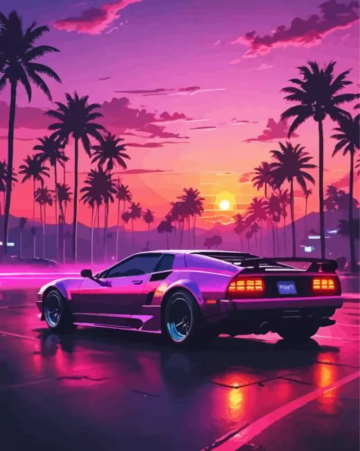 Sport Car And Sunset Diamond Dotz Sport Car And Sunset Diamond Painting