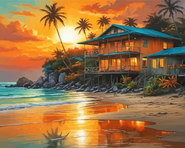 Sunrise on caribbean beach Diamond Paintings Sunrise On Caribbean Beach Diamond Painting