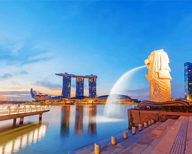 The Merlion Singapore Diamond Paintings The Merlion Singapore Diamond Painting