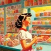 Woman in Candy Shop Diamond Painting