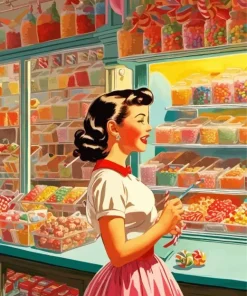 Woman in Candy Shop Diamond Painting