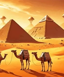 Camel And Pyramids Diamond Painting