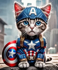 Captain America Cat Diamond Painting