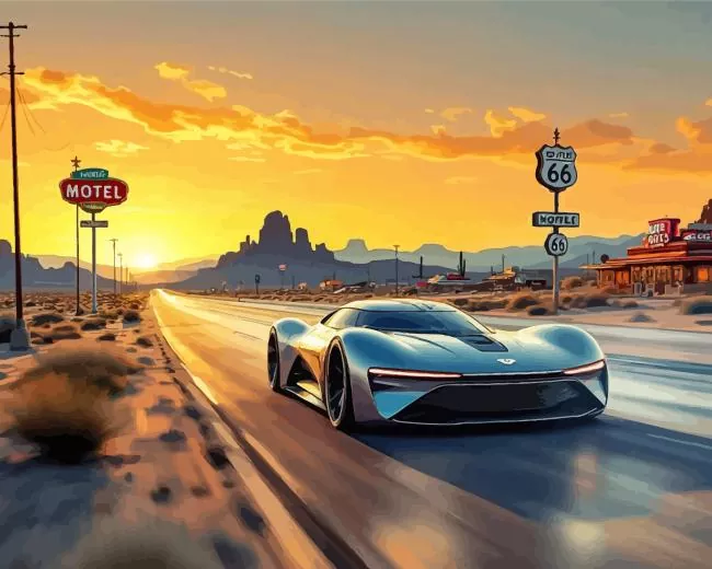 car on route 66 Diamond Dotz Car On Route 66 Diamond Painting