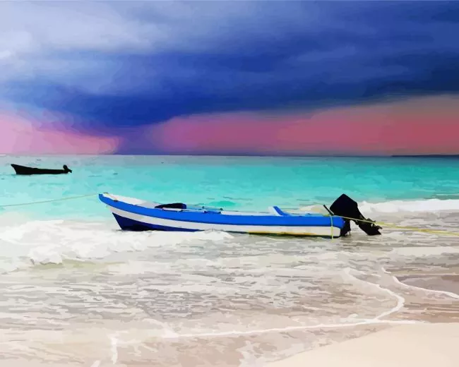 caribbean fishing boat Diamond by Numbers Caribbean Fishing Boat Diamond Painting