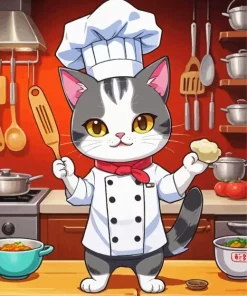 Cartoon Cat Chef Diamond Painting